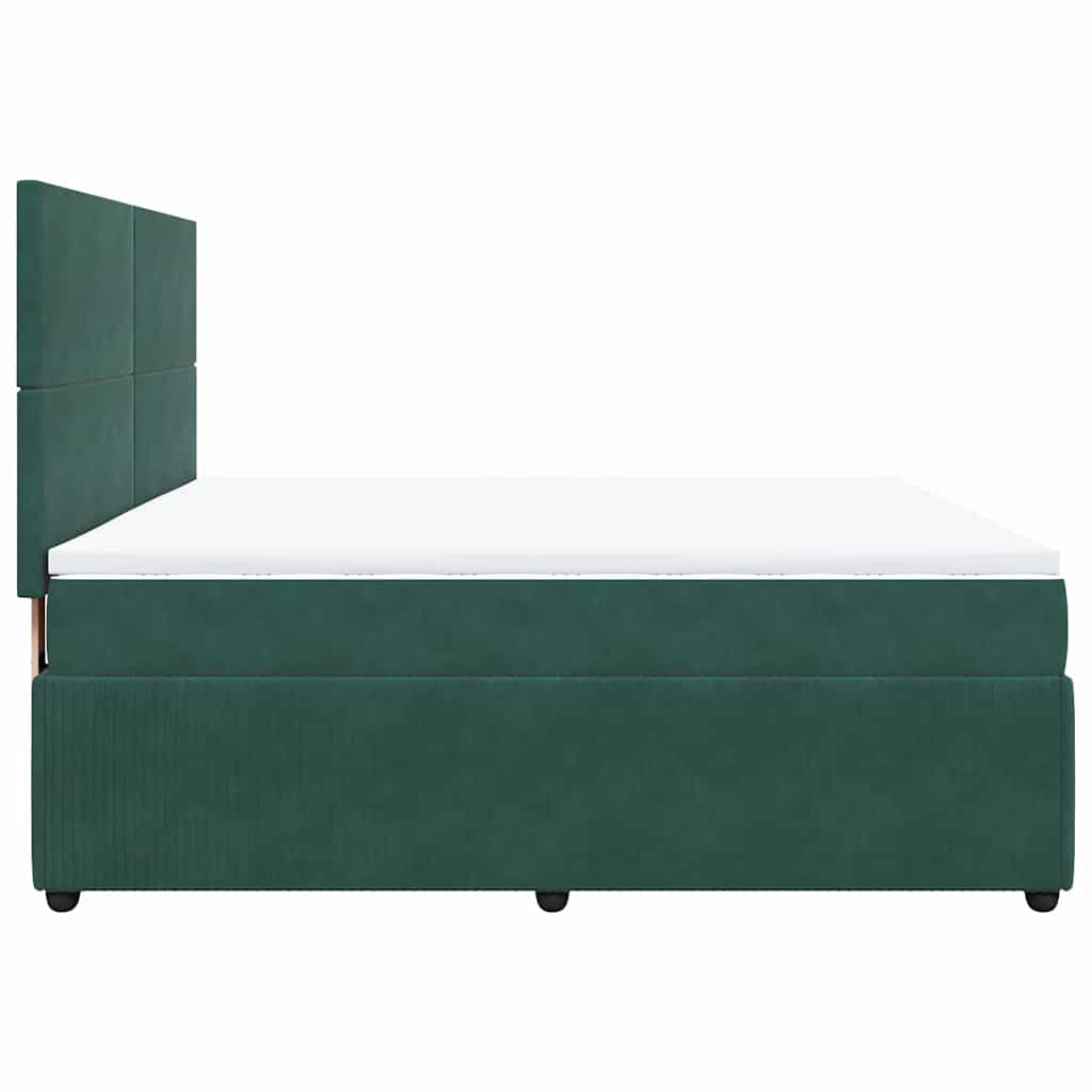 vidaXL Κρεβάτι Boxspring με Στρώμα Σκούρο Πράσινο 180x200εκ. Βελούδινο