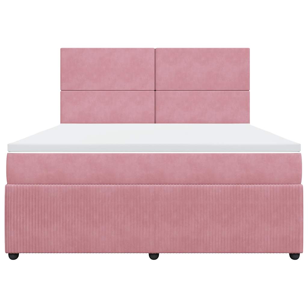vidaXL Κρεβάτι Boxspring με Στρώμα Ροζ 180x200 εκ. Βελούδινο