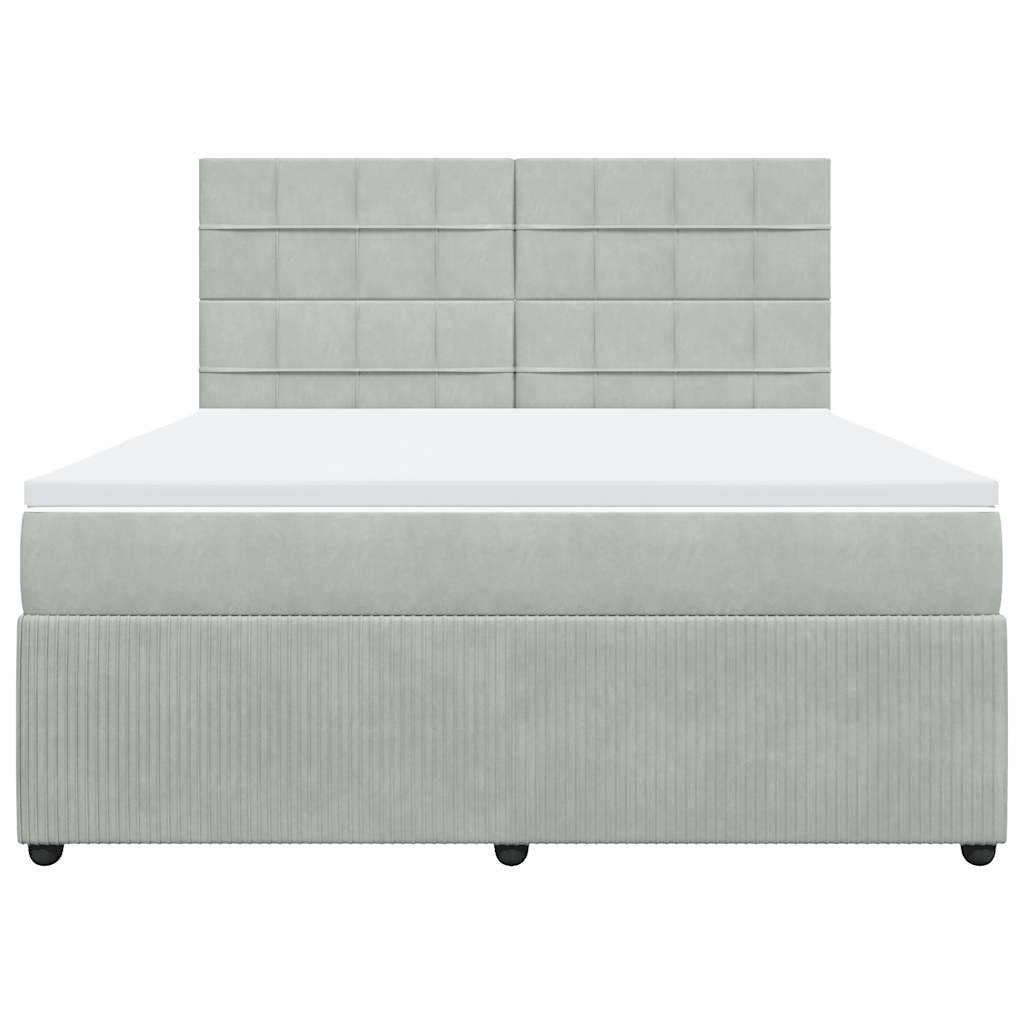 vidaXL Κρεβάτι Boxspring με Στρώμα Ανοιχτό Γκρι 180x200 εκ. Βελούδινο