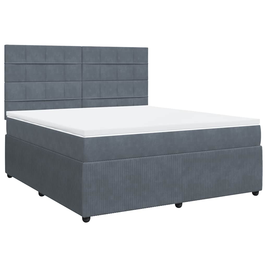 vidaXL Κρεβάτι Boxspring με Στρώμα Σκούρο Γκρι 180x200 εκ. Βελούδινο