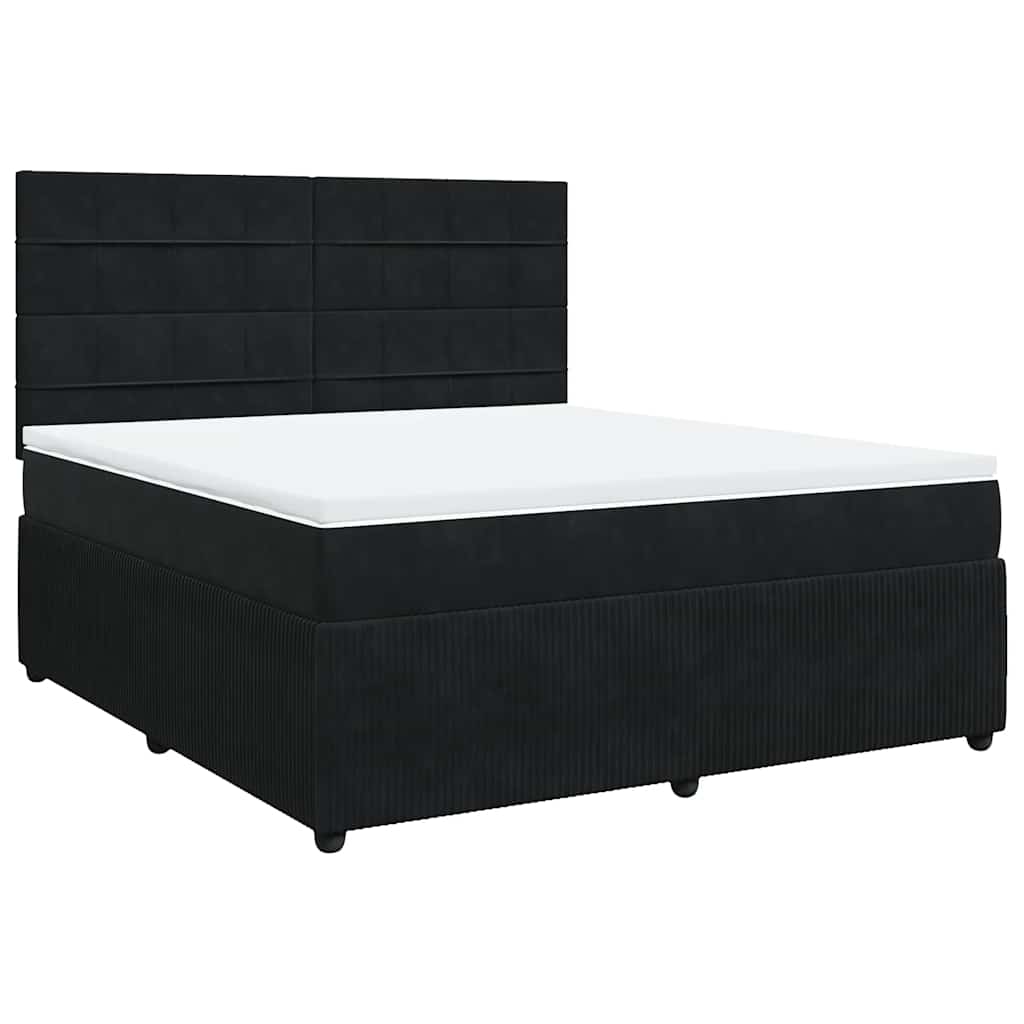 vidaXL Κρεβάτι Boxspring με Στρώμα Μαύρο 180x200 εκ. Βελούδινο