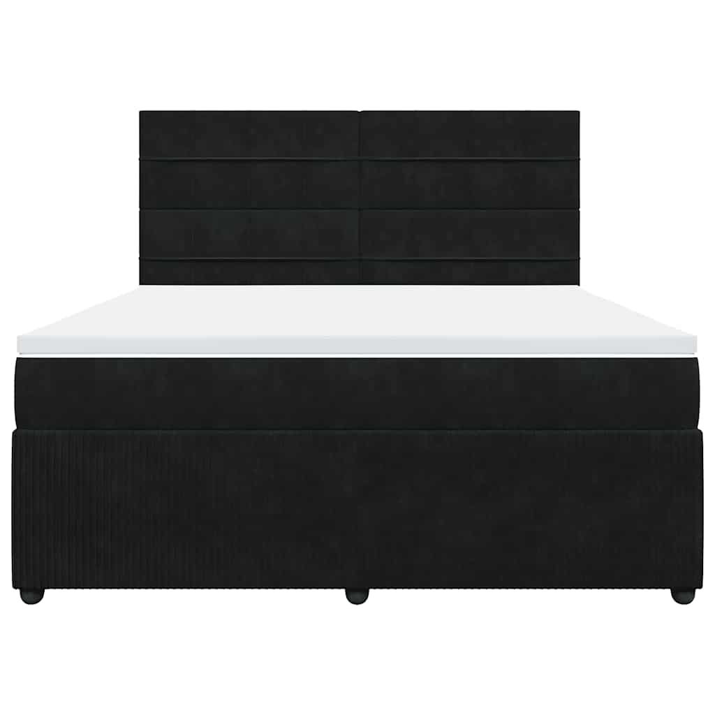 vidaXL Κρεβάτι Boxspring με Στρώμα Μαύρο 180x200 εκ. Βελούδινο