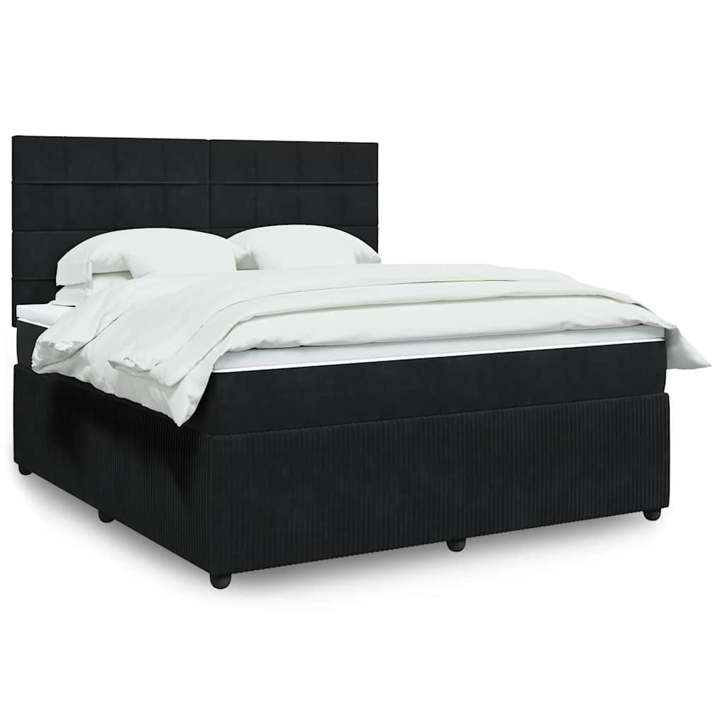 vidaXL Κρεβάτι Boxspring με Στρώμα Μαύρο 180x200 εκ. Βελούδινο