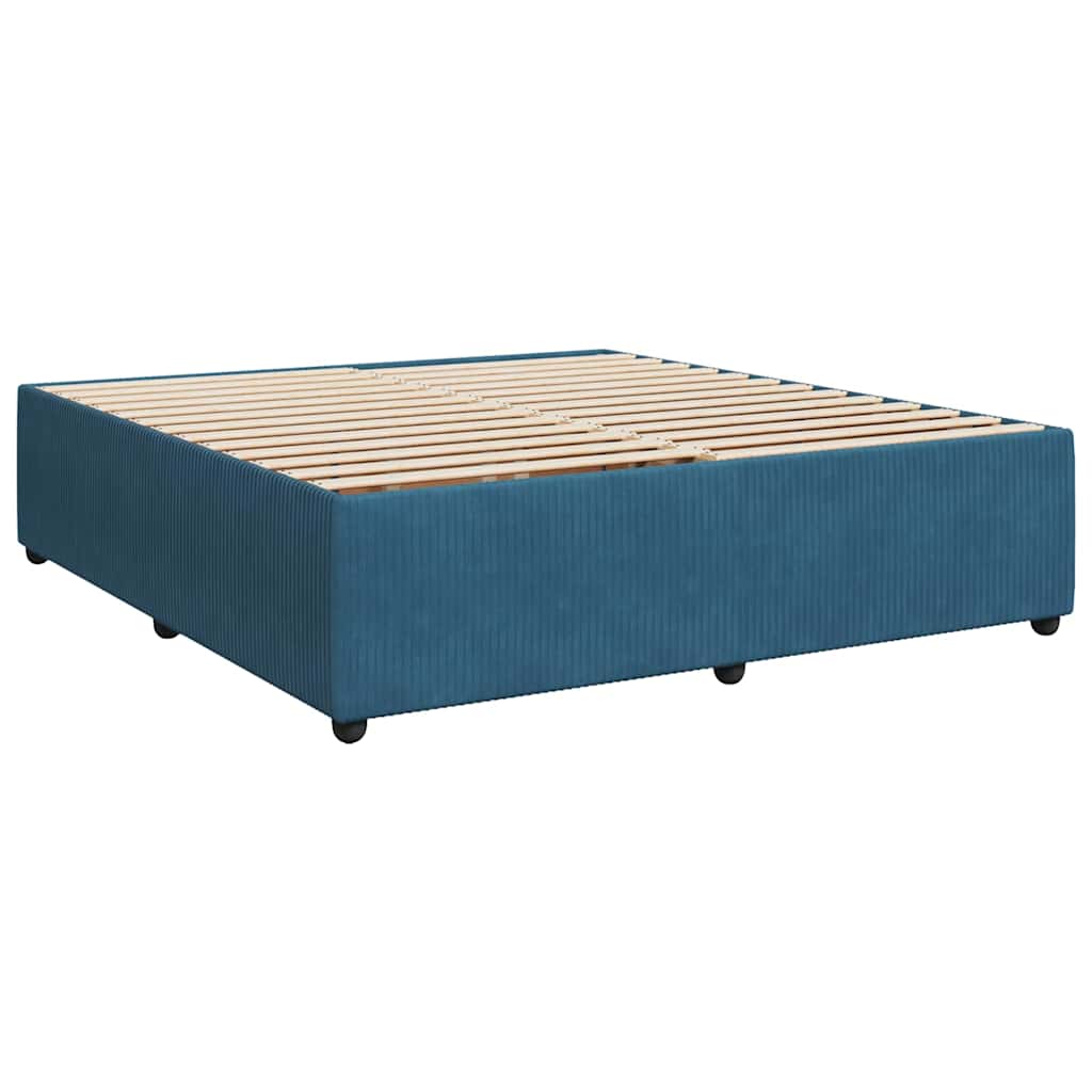 vidaXL Κρεβάτι Boxspring με Στρώμα Σκούρο Μπλε 180x200 εκ. Βελούδινο