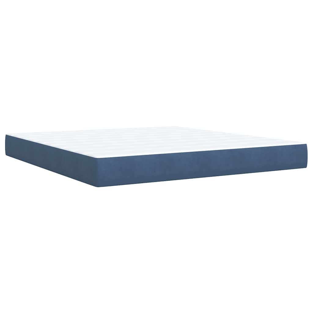 vidaXL Κρεβάτι Boxspring με Στρώμα Σκούρο Μπλε 180x200 εκ. Βελούδινο