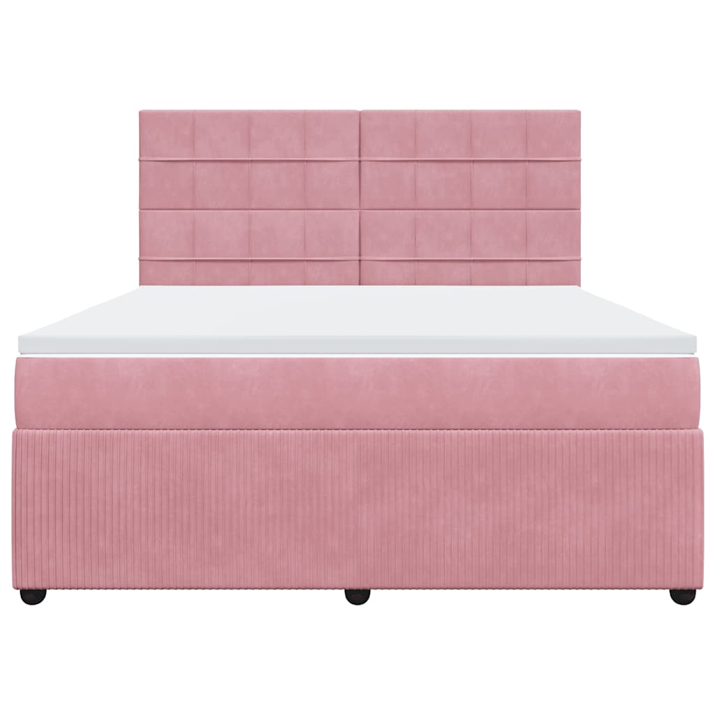 vidaXL Κρεβάτι Boxspring με Στρώμα Ροζ 180x200 εκ. Βελούδινο