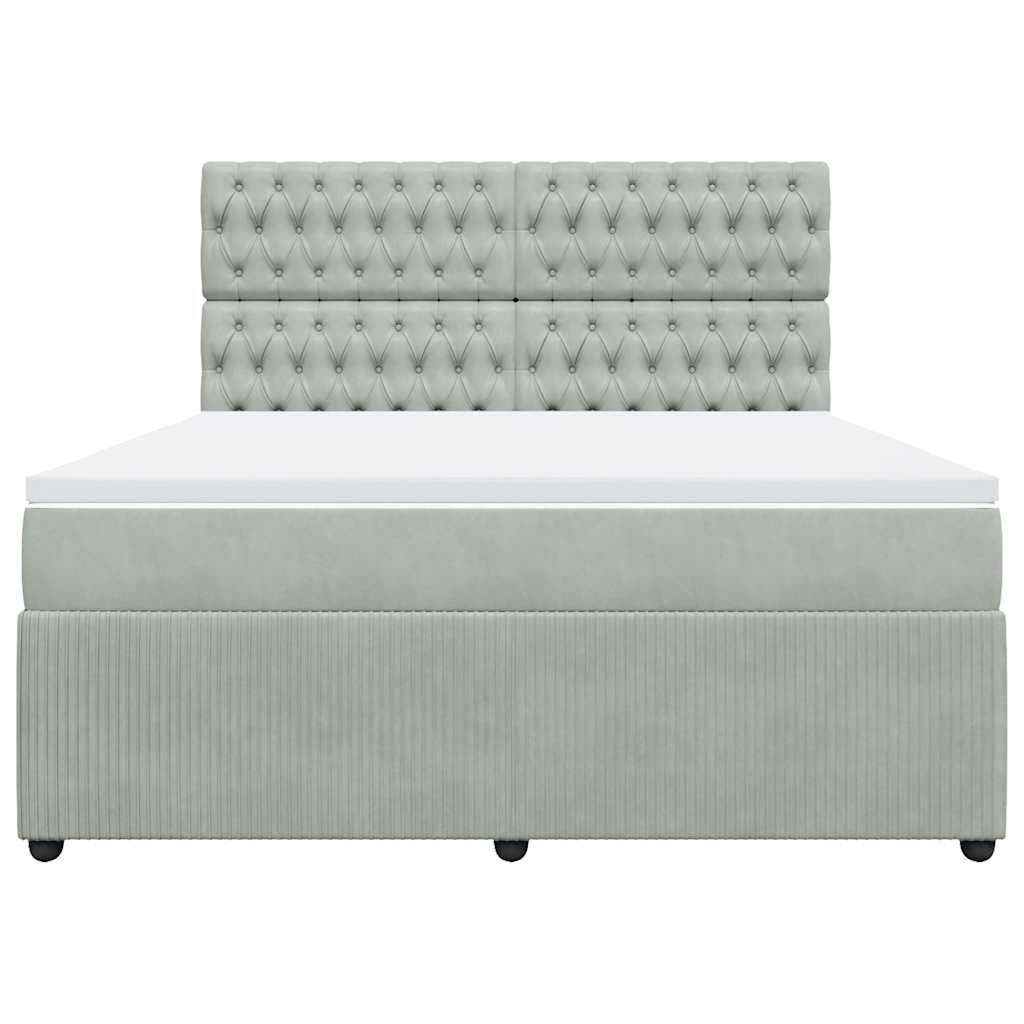 vidaXL Κρεβάτι Boxspring με Στρώμα Ανοιχτό Γκρι 180x200 εκ. Βελούδινο