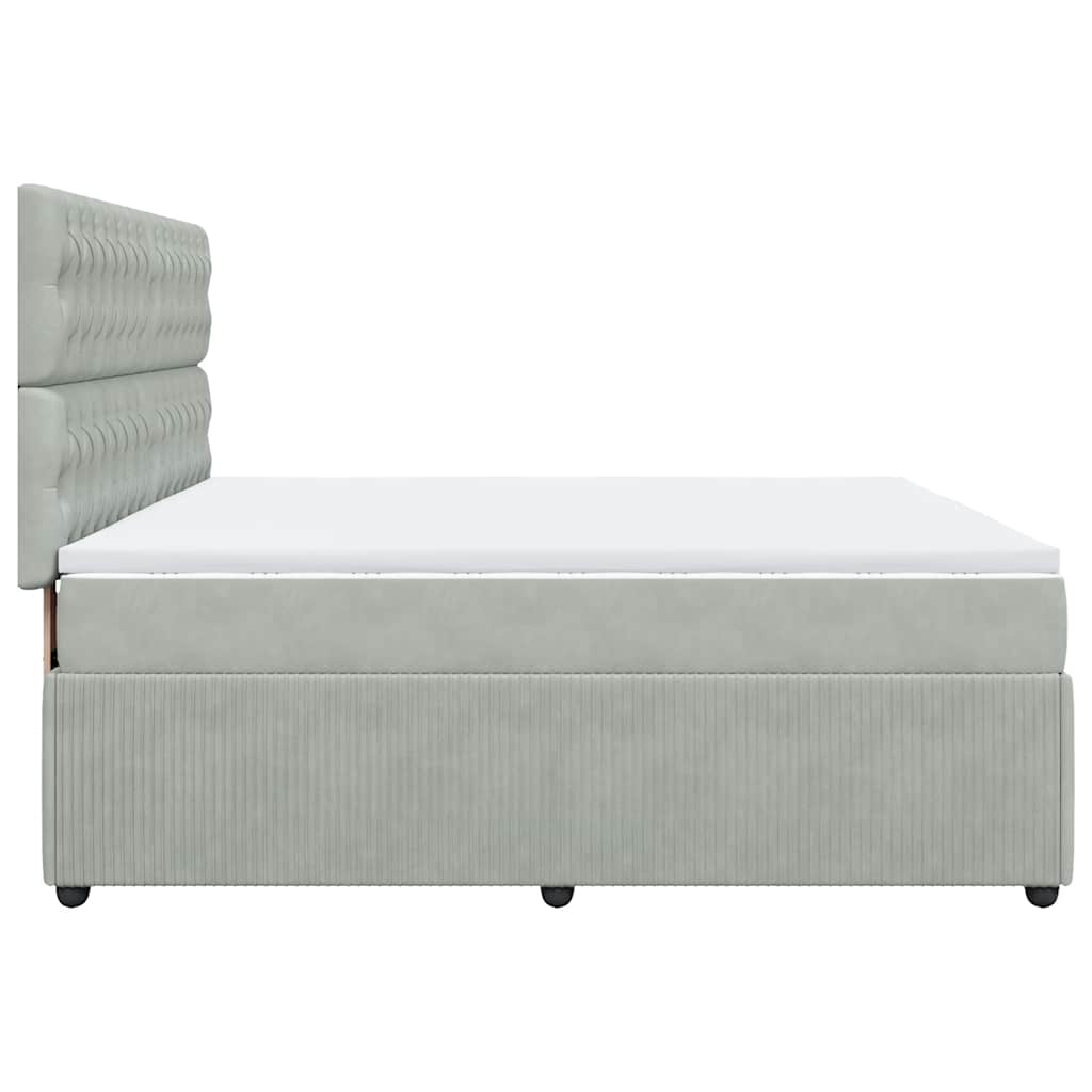 vidaXL Κρεβάτι Boxspring με Στρώμα Ανοιχτό Γκρι 180x200 εκ. Βελούδινο