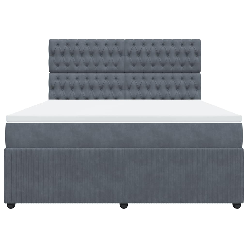 vidaXL Κρεβάτι Boxspring με Στρώμα Σκούρο Γκρι 180x200 εκ. Βελούδινο