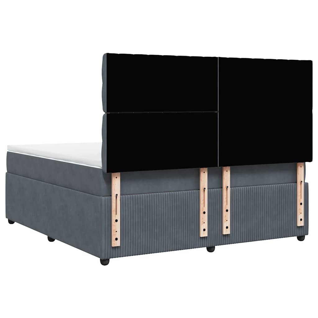 vidaXL Κρεβάτι Boxspring με Στρώμα Σκούρο Γκρι 180x200 εκ. Βελούδινο