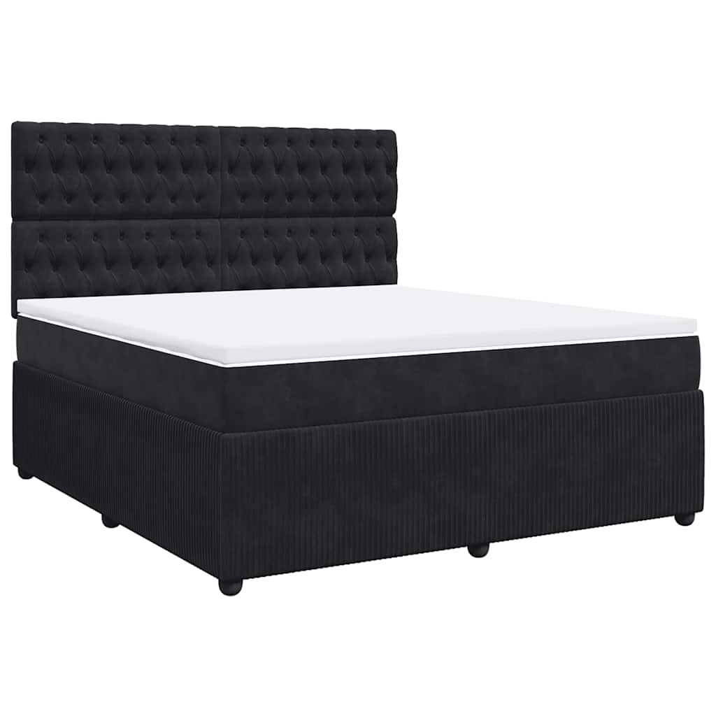 vidaXL Κρεβάτι Boxspring με Στρώμα Μαύρο 180x200 εκ. Βελούδινο