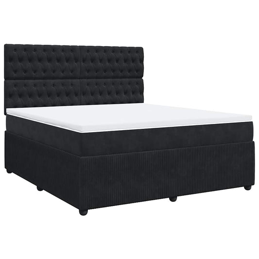 vidaXL Κρεβάτι Boxspring με Στρώμα Μαύρο 180x200 εκ. Βελούδινο