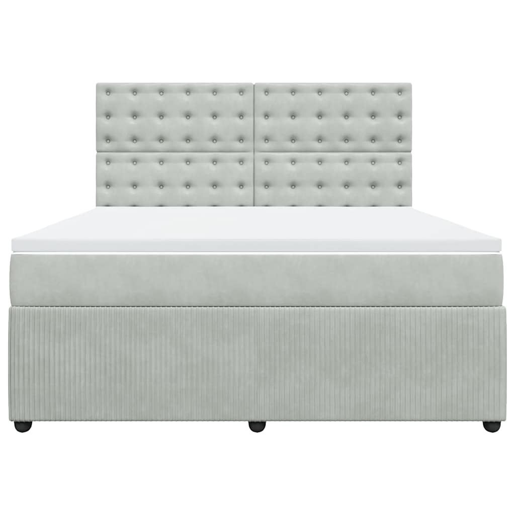 vidaXL Κρεβάτι Boxspring με Στρώμα Ανοιχτό Γκρι 180x200 εκ. Βελούδινο