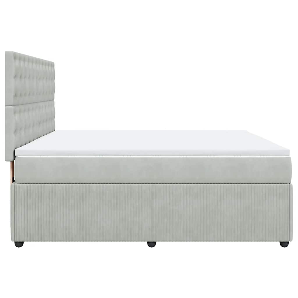 vidaXL Κρεβάτι Boxspring με Στρώμα Ανοιχτό Γκρι 180x200 εκ. Βελούδινο