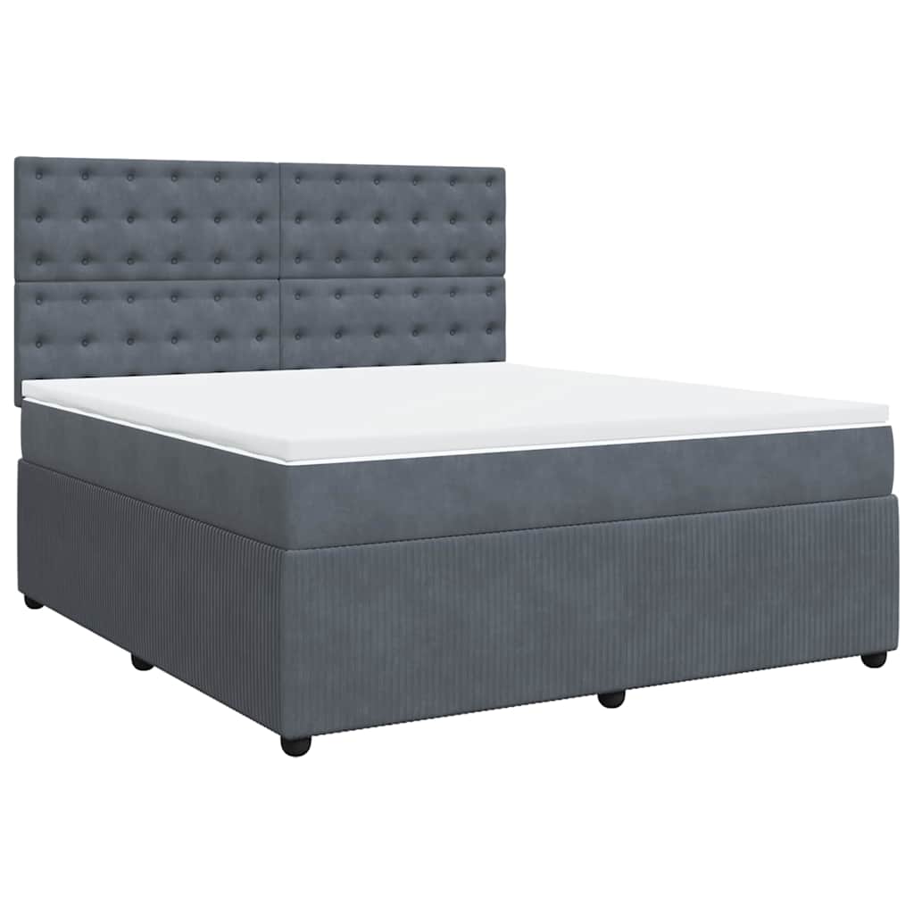 vidaXL Κρεβάτι Boxspring με Στρώμα Σκούρο Γκρι 180x200 εκ. Βελούδινο