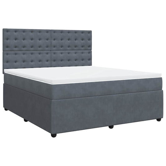 vidaXL Κρεβάτι Boxspring με Στρώμα Σκούρο Γκρι 180x200 εκ. Βελούδινο