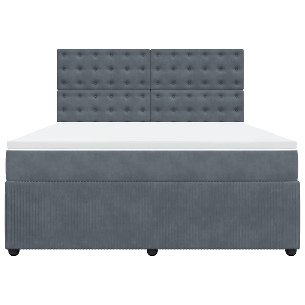 vidaXL Κρεβάτι Boxspring με Στρώμα Σκούρο Γκρι 180x200 εκ. Βελούδινο