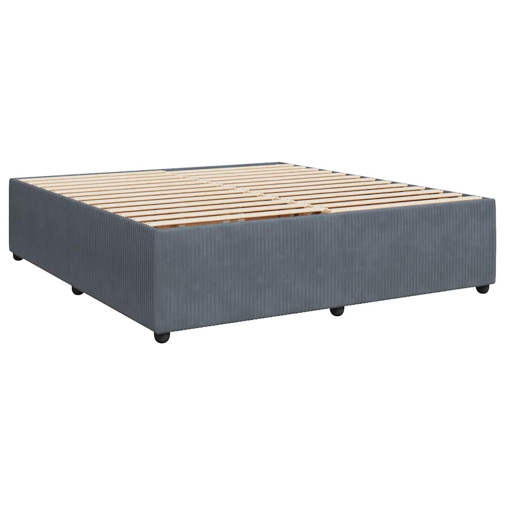 vidaXL Κρεβάτι Boxspring με Στρώμα Σκούρο Γκρι 180x200 εκ. Βελούδινο