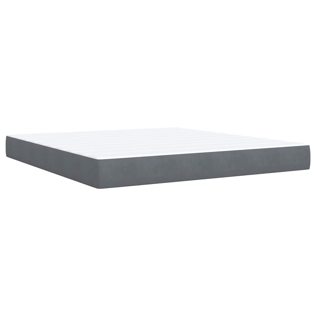 vidaXL Κρεβάτι Boxspring με Στρώμα Σκούρο Γκρι 180x200 εκ. Βελούδινο