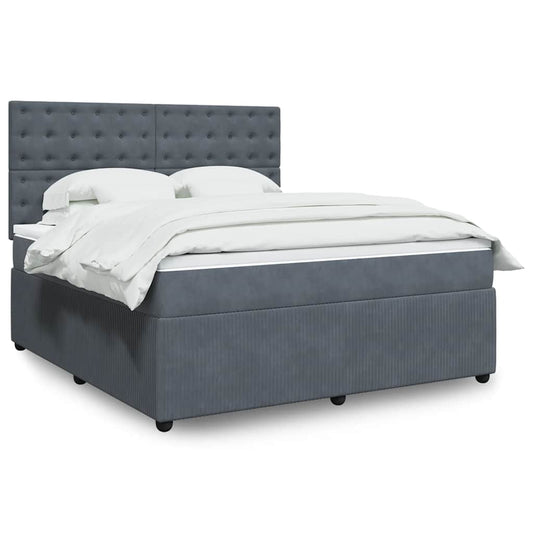 vidaXL Κρεβάτι Boxspring με Στρώμα Σκούρο Γκρι 180x200 εκ. Βελούδινο