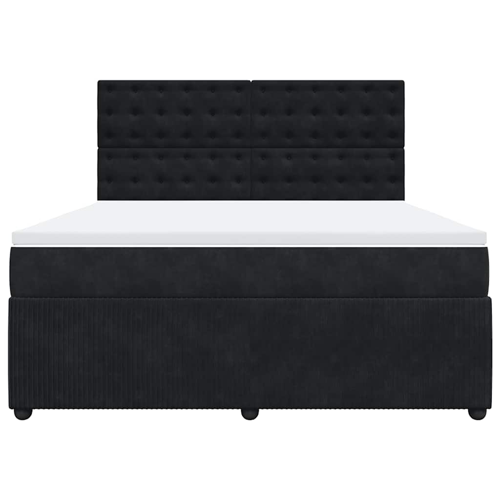 vidaXL Κρεβάτι Boxspring με Στρώμα Μαύρο 180x200 εκ. Βελούδινο