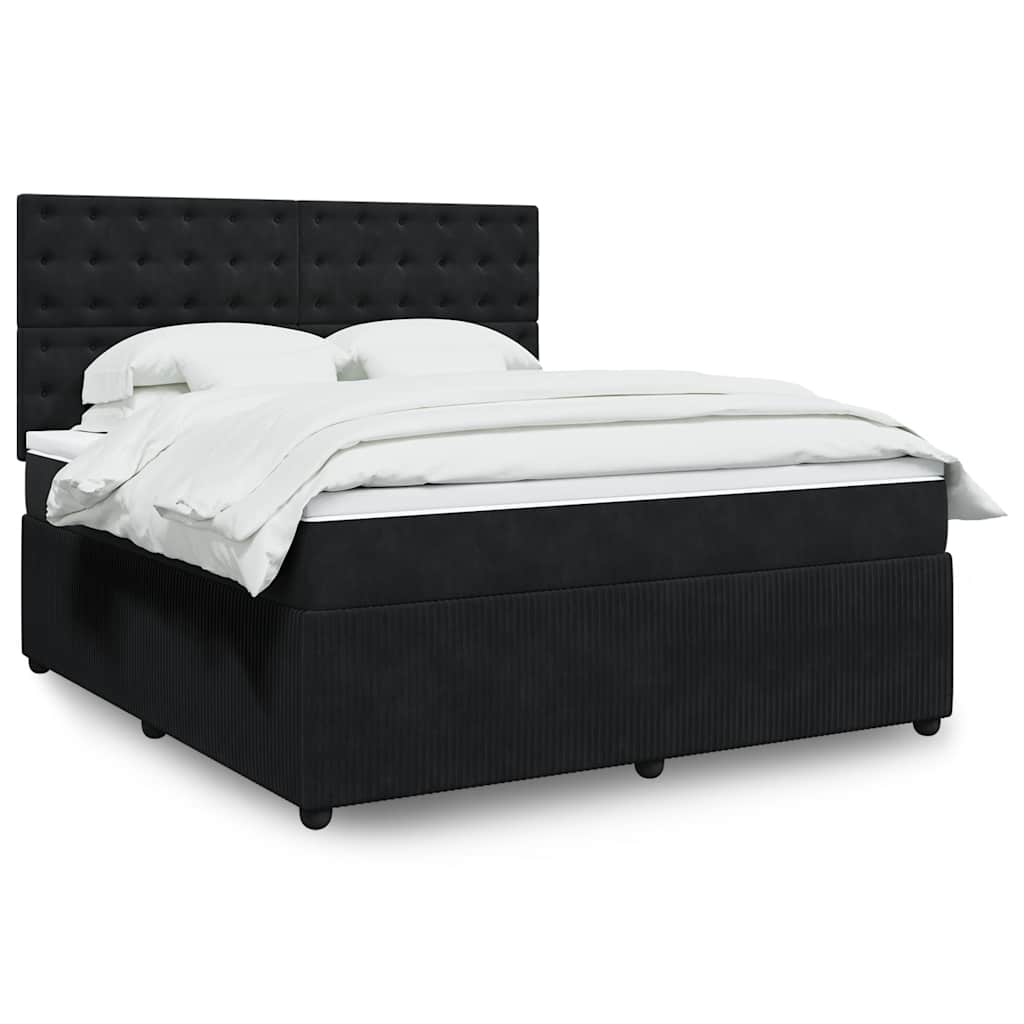 vidaXL Κρεβάτι Boxspring με Στρώμα Μαύρο 180x200 εκ. Βελούδινο