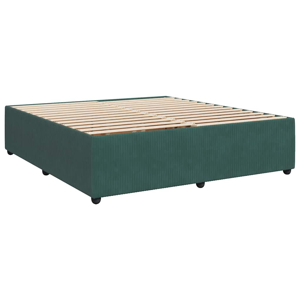 vidaXL Κρεβάτι Boxspring με Στρώμα Σκούρο Πράσινο 180x200εκ. Βελούδινο