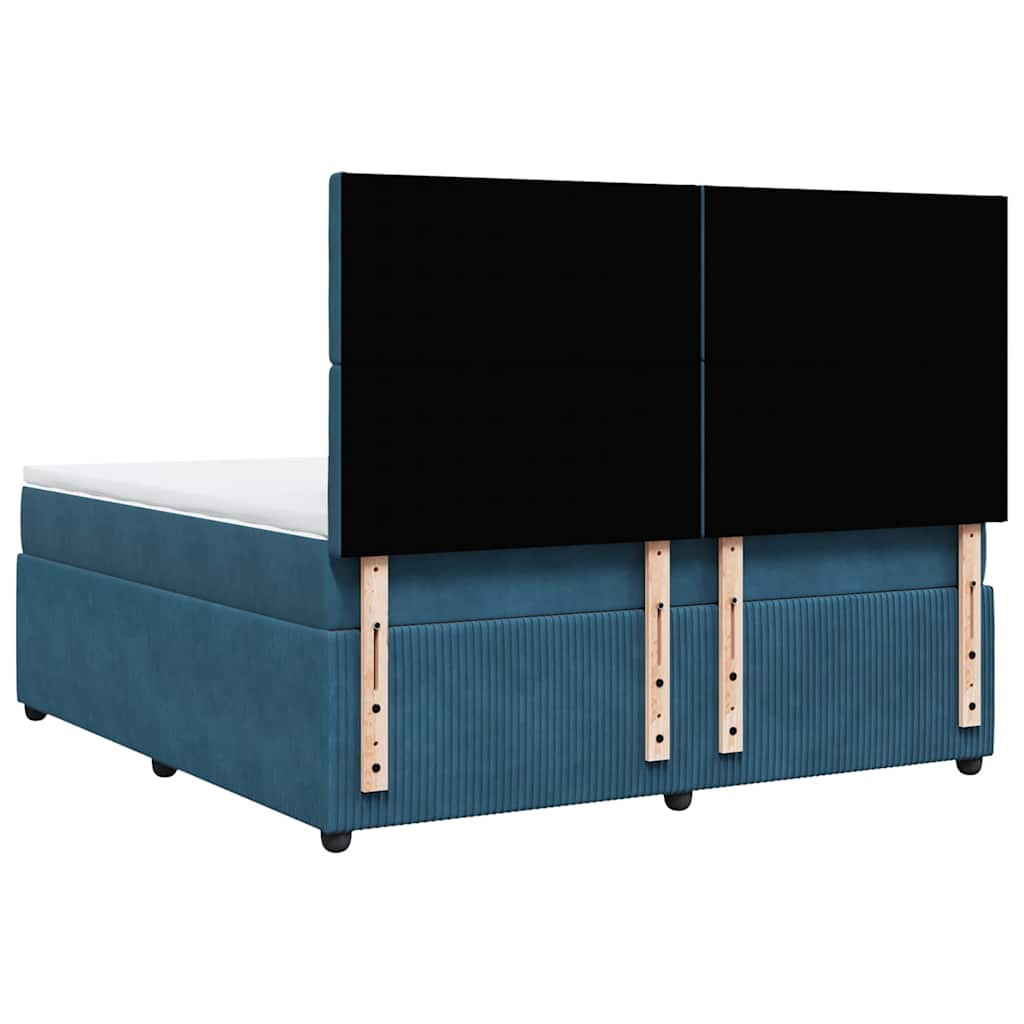 vidaXL Κρεβάτι Boxspring με Στρώμα Σκούρο Μπλε 180x200 εκ. Βελούδινο
