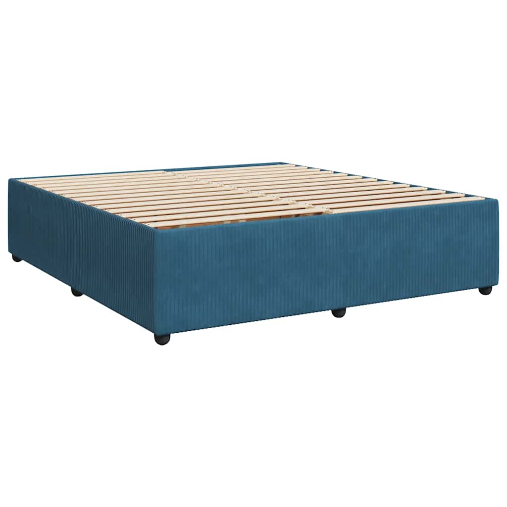 vidaXL Κρεβάτι Boxspring με Στρώμα Σκούρο Μπλε 180x200 εκ. Βελούδινο