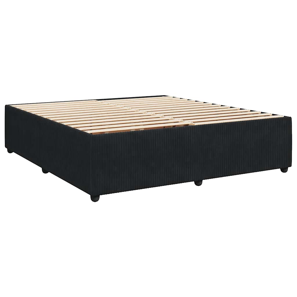 vidaXL Κρεβάτι Boxspring με Στρώμα Μαύρο 200x200 εκ. Βελούδινο