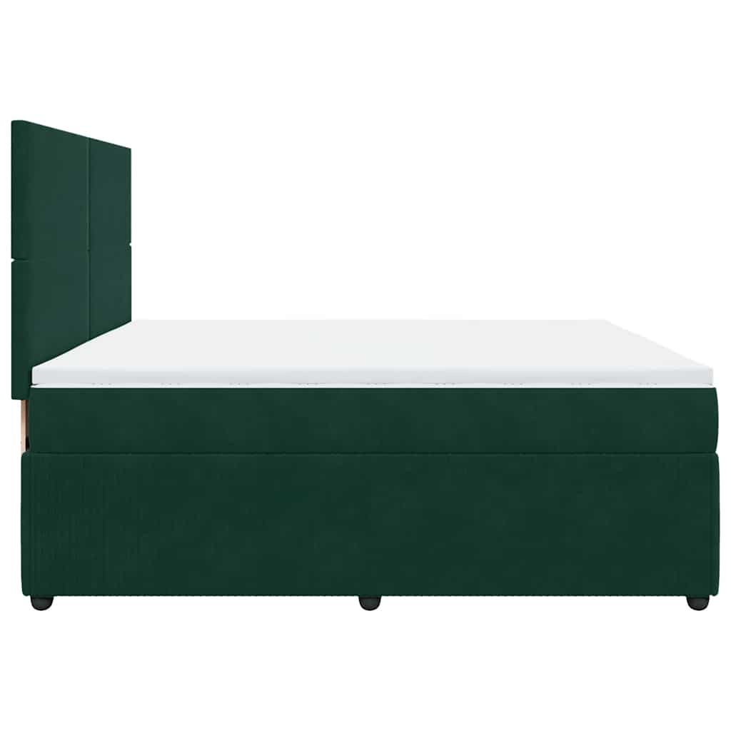 vidaXL Κρεβάτι Boxspring με Στρώμα Σκούρο Πράσινο 200x200εκ. Βελούδινο