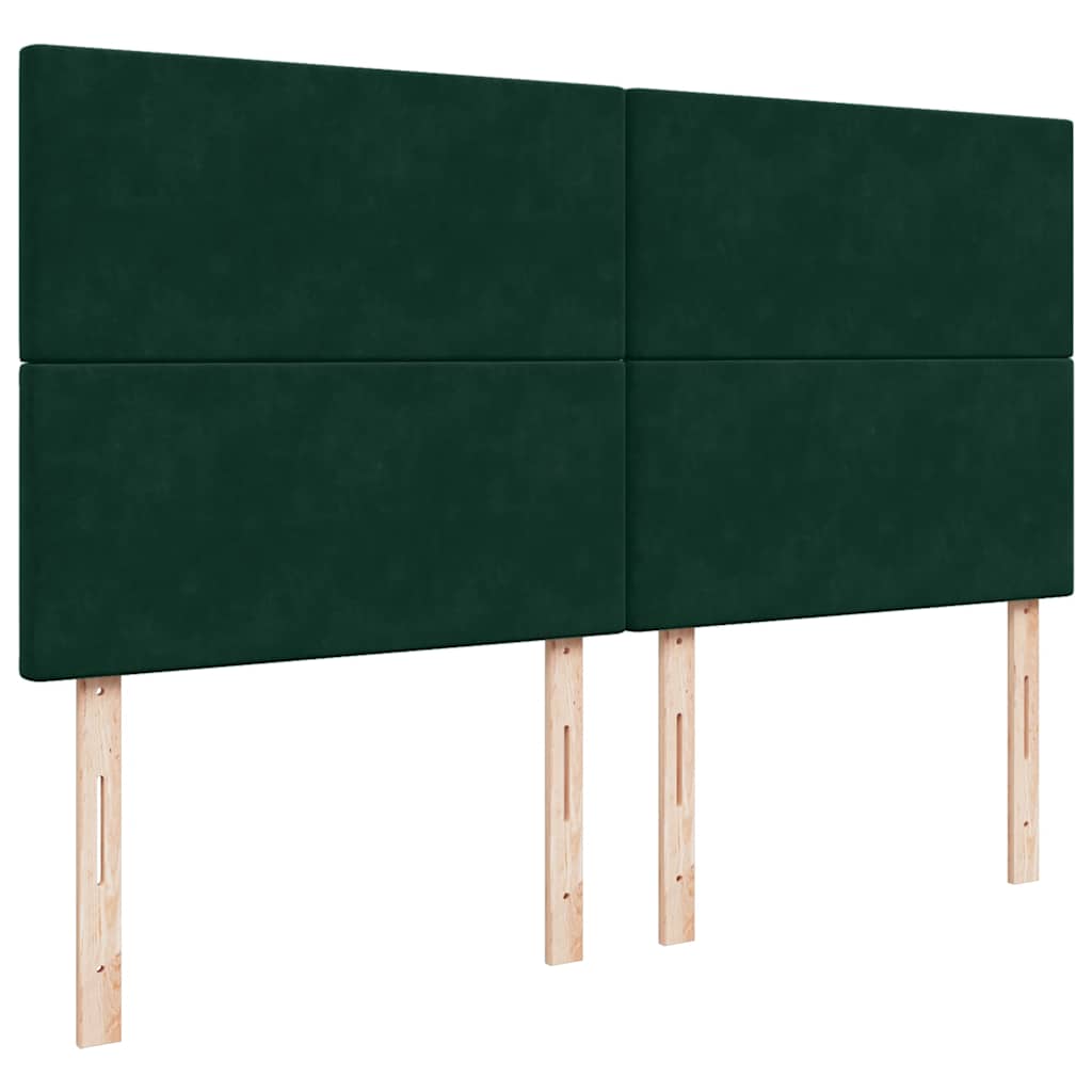 vidaXL Κρεβάτι Boxspring με Στρώμα Σκούρο Πράσινο 200x200εκ. Βελούδινο