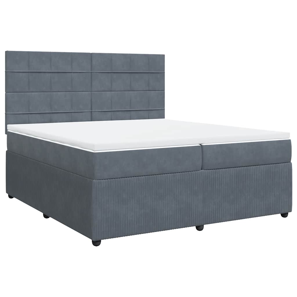 vidaXL Κρεβάτι Boxspring με Στρώμα Σκούρο Γκρι 200x200 εκ. Βελούδινο