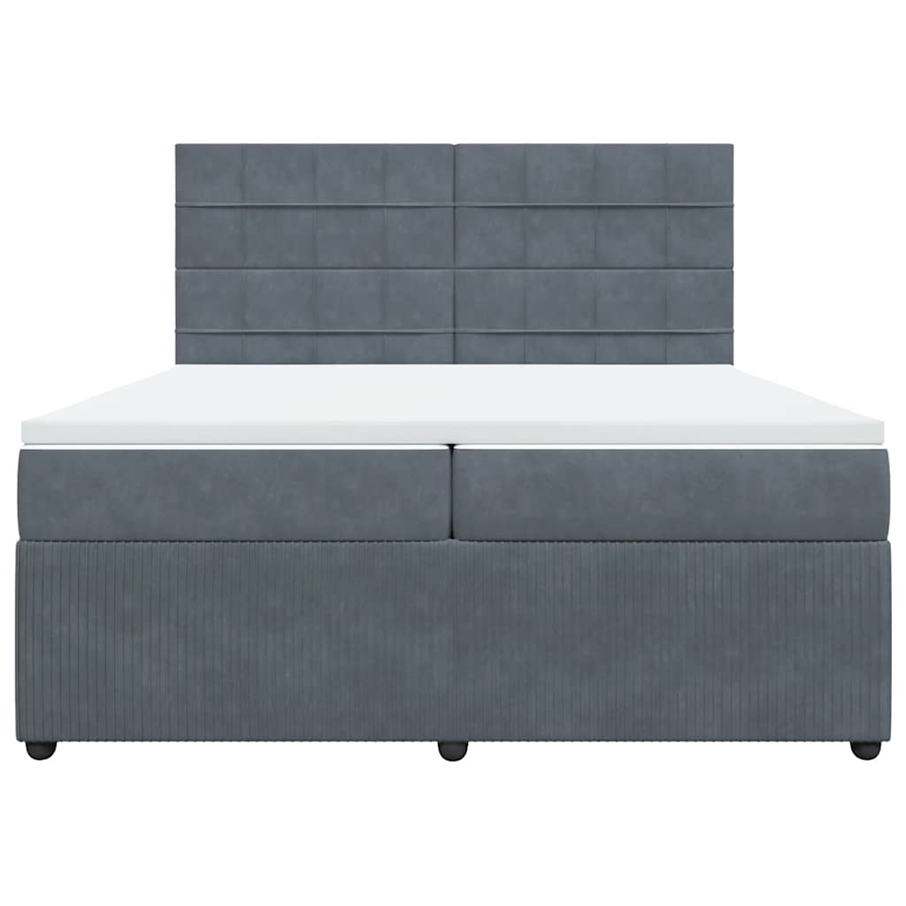 vidaXL Κρεβάτι Boxspring με Στρώμα Σκούρο Γκρι 200x200 εκ. Βελούδινο