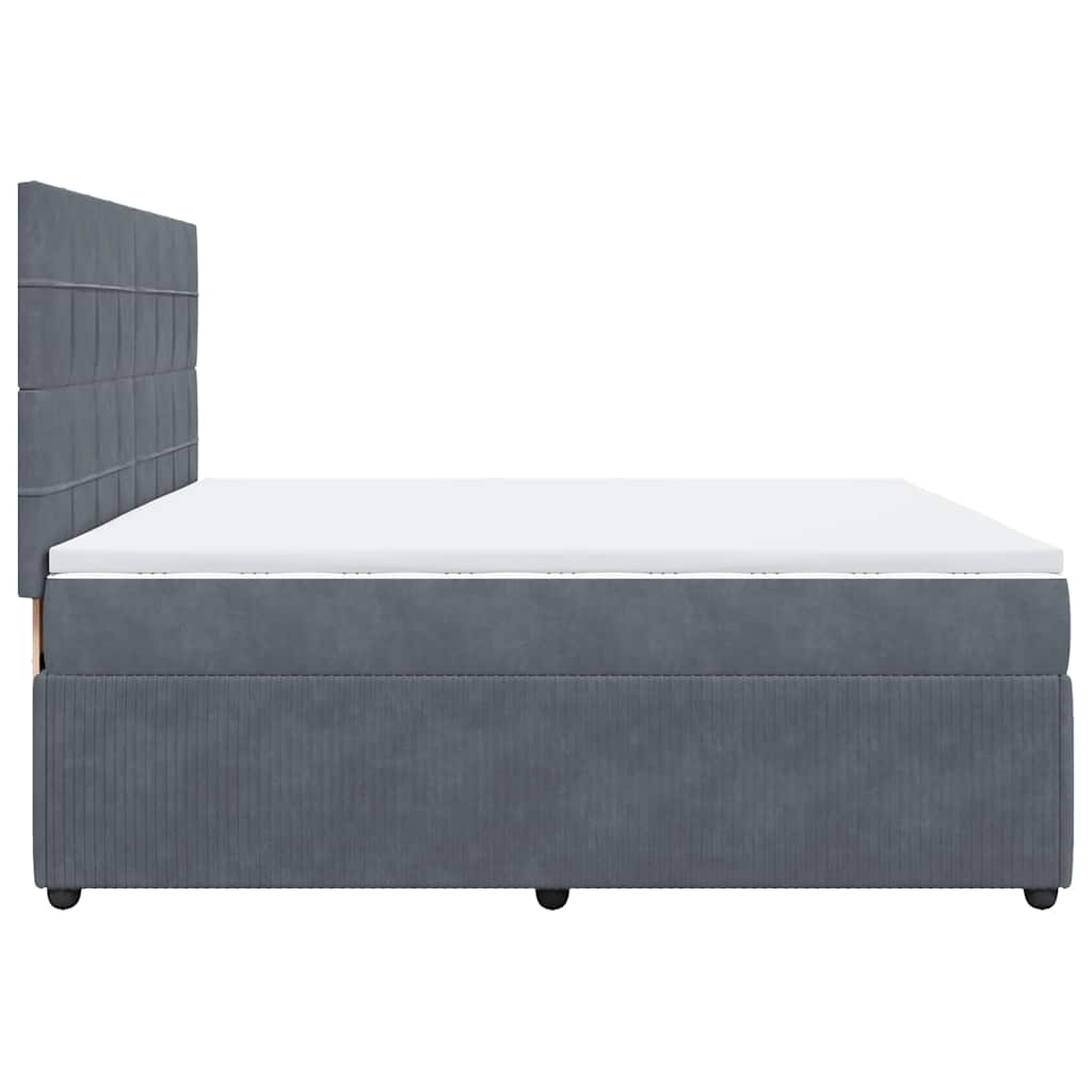 vidaXL Κρεβάτι Boxspring με Στρώμα Σκούρο Γκρι 200x200 εκ. Βελούδινο