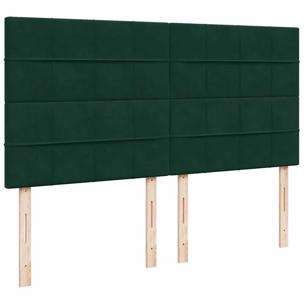 vidaXL Κρεβάτι Boxspring με Στρώμα Σκούρο Πράσινο 200x200εκ. Βελούδινο