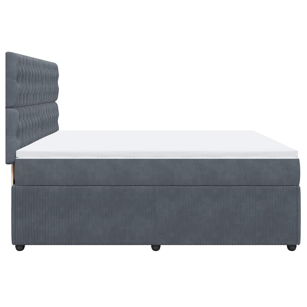 vidaXL Κρεβάτι Boxspring με Στρώμα Σκούρο Γκρι 200x200 εκ. Βελούδινο