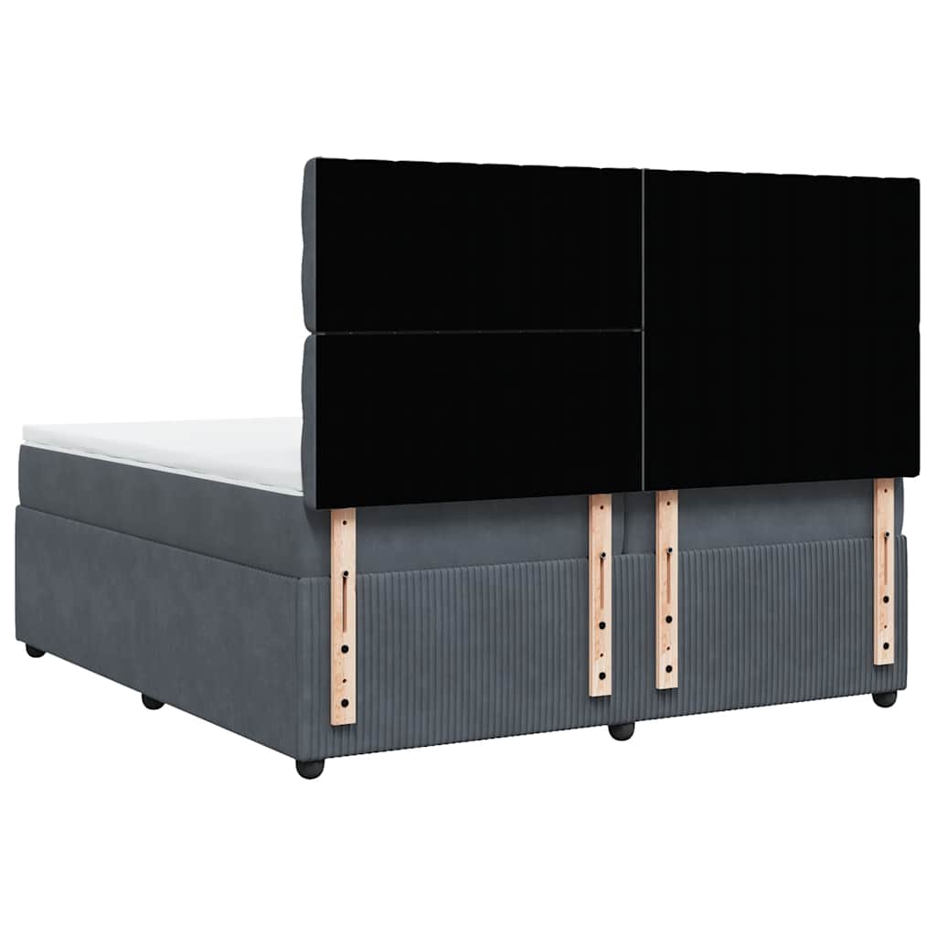 vidaXL Κρεβάτι Boxspring με Στρώμα Σκούρο Γκρι 200x200 εκ. Βελούδινο