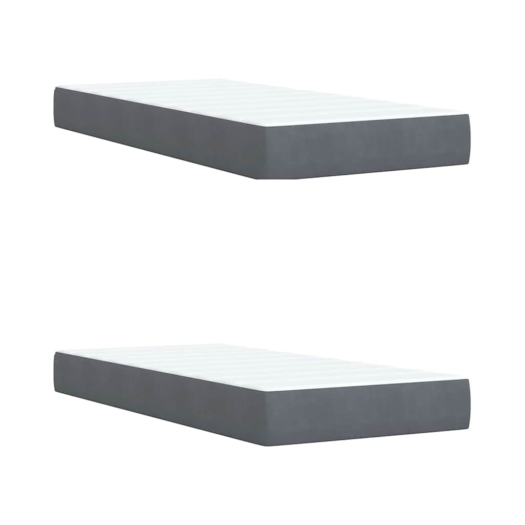 vidaXL Κρεβάτι Boxspring με Στρώμα Σκούρο Γκρι 200x200 εκ. Βελούδινο