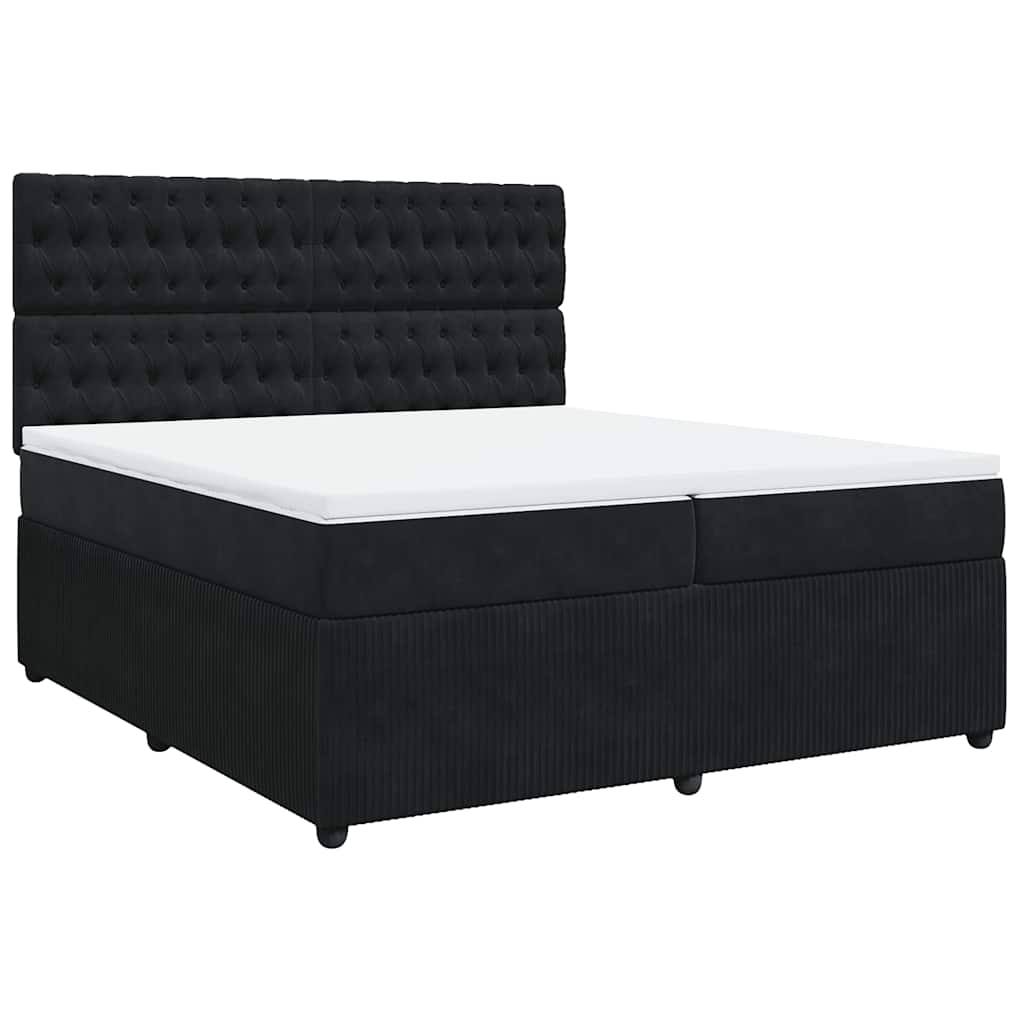 vidaXL Κρεβάτι Boxspring με Στρώμα Μαύρο 200x200 εκ. Βελούδινο