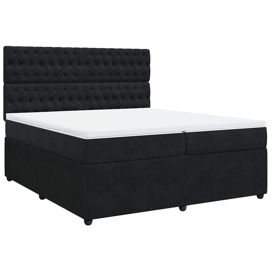 vidaXL Κρεβάτι Boxspring με Στρώμα Μαύρο 200x200 εκ. Βελούδινο