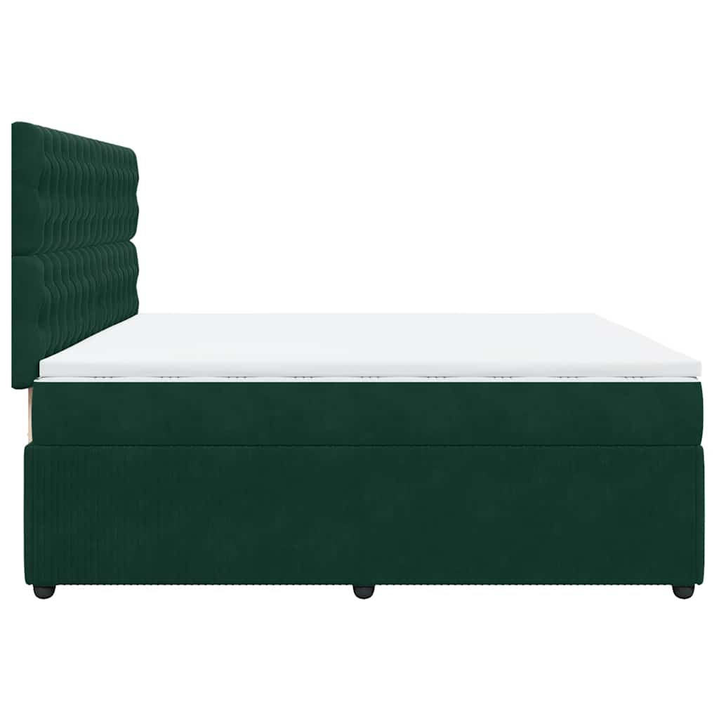 vidaXL Κρεβάτι Boxspring με Στρώμα Σκούρο Πράσινο 200x200εκ. Βελούδινο
