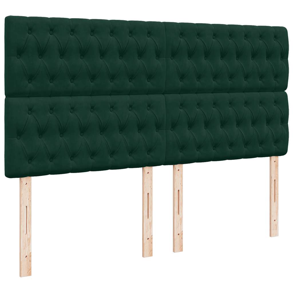 vidaXL Κρεβάτι Boxspring με Στρώμα Σκούρο Πράσινο 200x200εκ. Βελούδινο