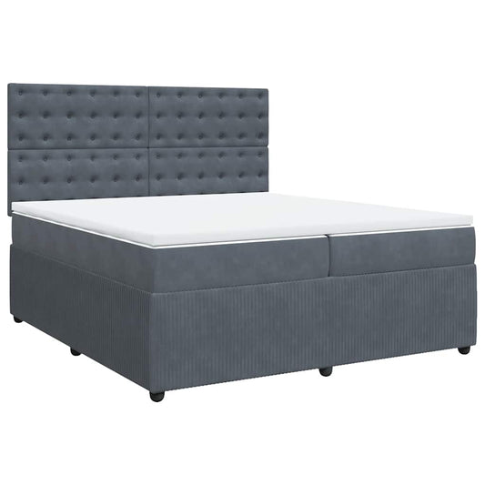 vidaXL Κρεβάτι Boxspring με Στρώμα Σκούρο Γκρι 200x200 εκ. Βελούδινο