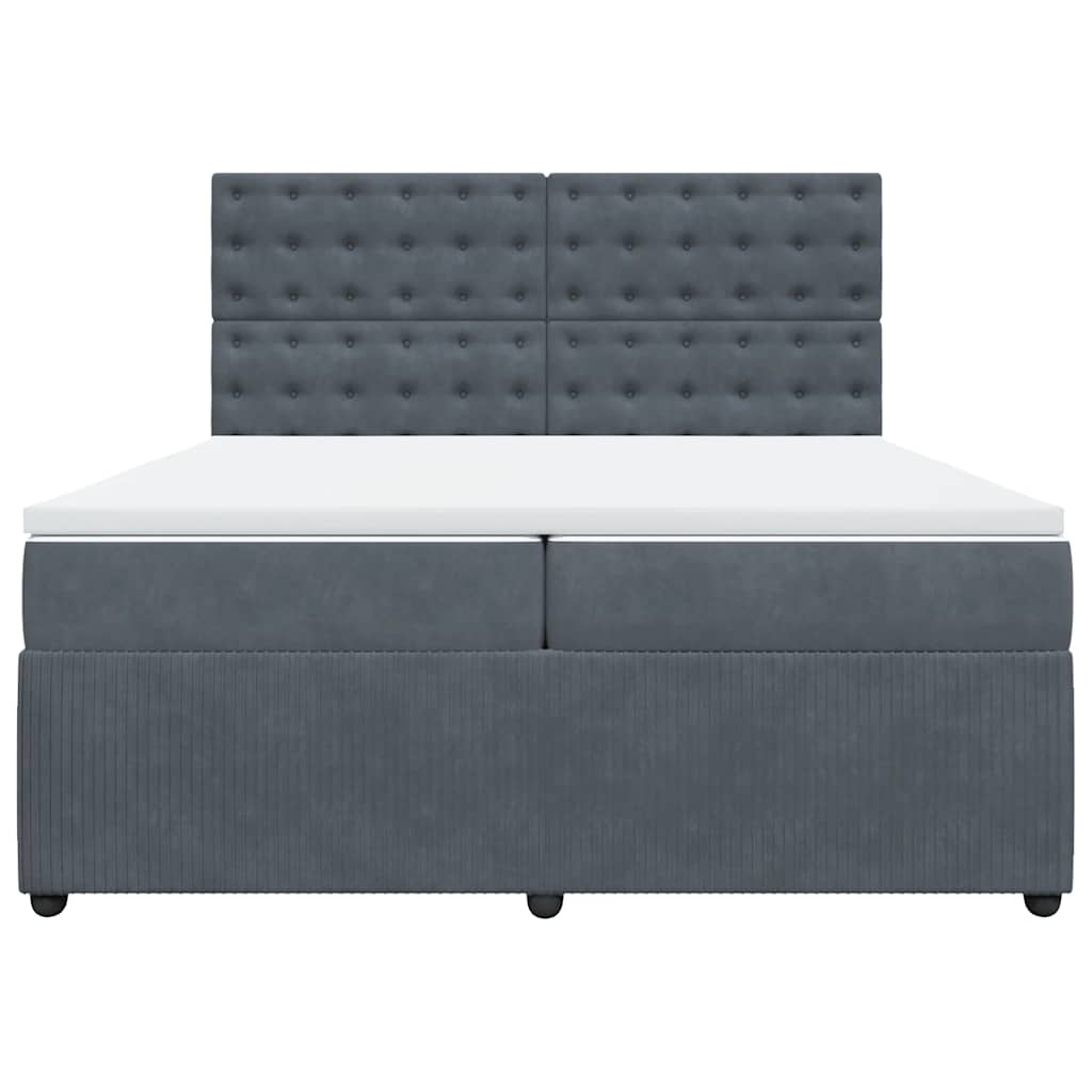 vidaXL Κρεβάτι Boxspring με Στρώμα Σκούρο Γκρι 200x200 εκ. Βελούδινο