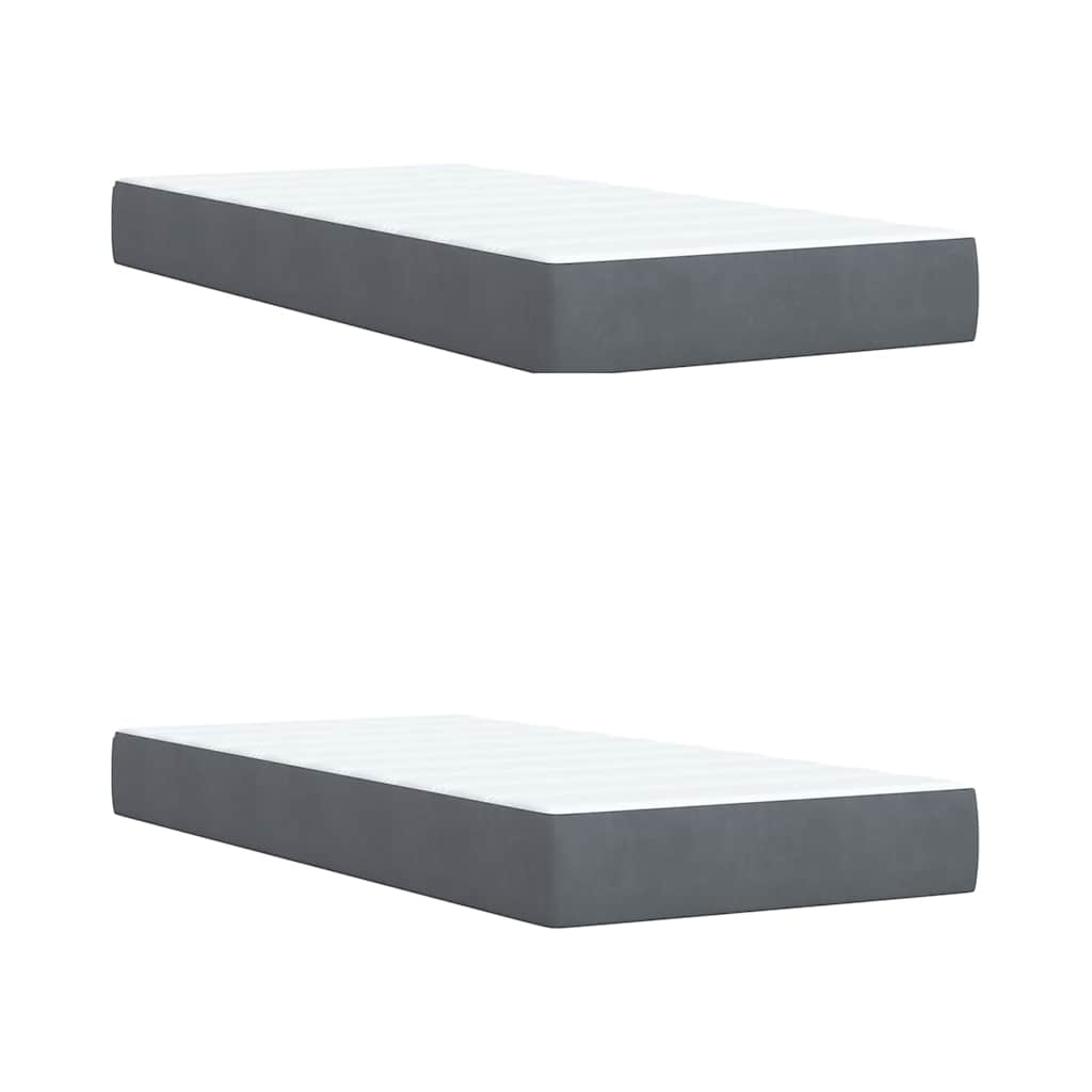 vidaXL Κρεβάτι Boxspring με Στρώμα Σκούρο Γκρι 200x200 εκ. Βελούδινο