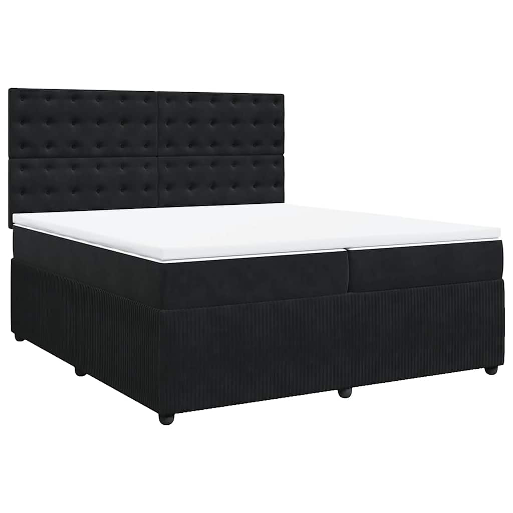vidaXL Κρεβάτι Boxspring με Στρώμα Μαύρο 200x200 εκ. Βελούδινο