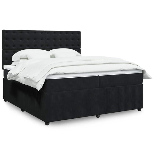vidaXL Κρεβάτι Boxspring με Στρώμα Μαύρο 200x200 εκ. Βελούδινο