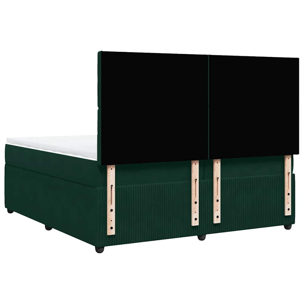 vidaXL Κρεβάτι Boxspring με Στρώμα Σκούρο Πράσινο 200x200εκ. Βελούδινο