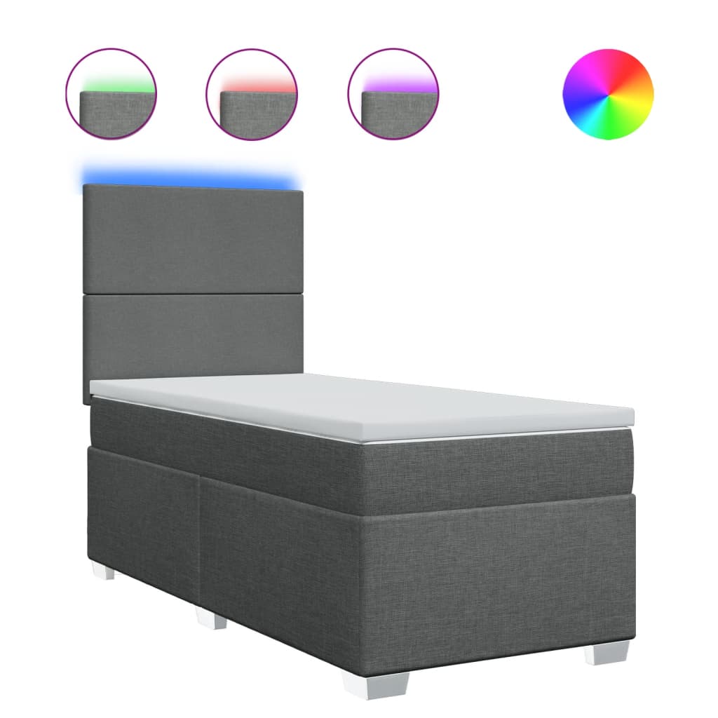 vidaXL Κρεβάτι Boxspring με Στρώμα Σκούρο Γκρι 80x200 εκ. Υφασμάτινο